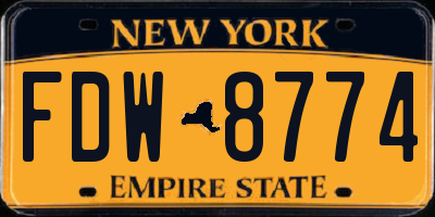 NY license plate FDW8774