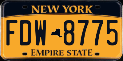 NY license plate FDW8775