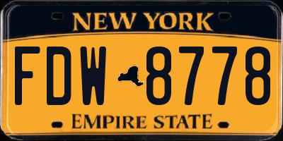 NY license plate FDW8778