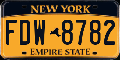 NY license plate FDW8782