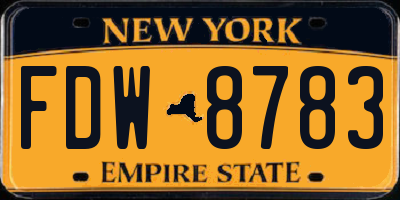 NY license plate FDW8783