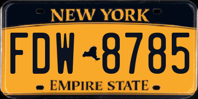 NY license plate FDW8785
