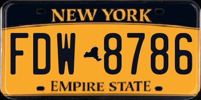 NY license plate FDW8786