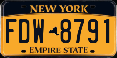 NY license plate FDW8791