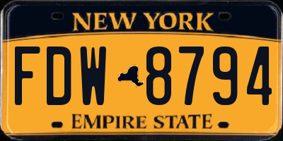 NY license plate FDW8794