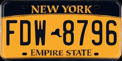 NY license plate FDW8796