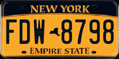 NY license plate FDW8798