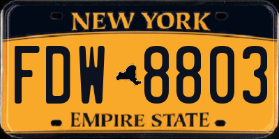 NY license plate FDW8803