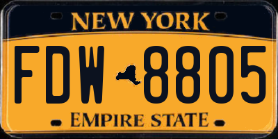 NY license plate FDW8805