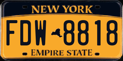 NY license plate FDW8818