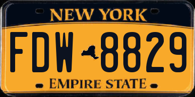 NY license plate FDW8829