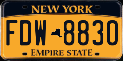 NY license plate FDW8830