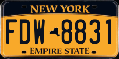 NY license plate FDW8831