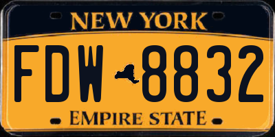 NY license plate FDW8832