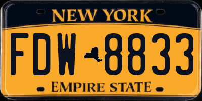NY license plate FDW8833