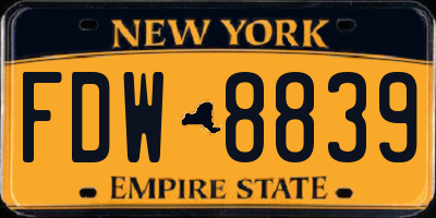 NY license plate FDW8839