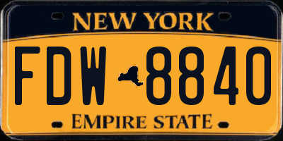 NY license plate FDW8840