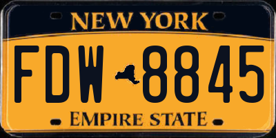 NY license plate FDW8845