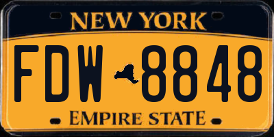 NY license plate FDW8848
