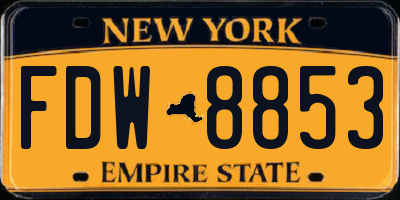 NY license plate FDW8853