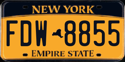 NY license plate FDW8855