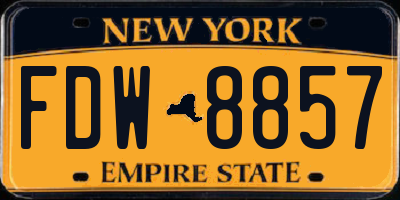NY license plate FDW8857