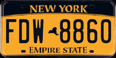 NY license plate FDW8860