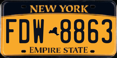 NY license plate FDW8863