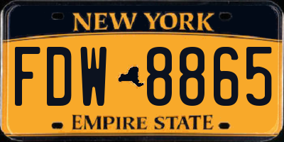 NY license plate FDW8865
