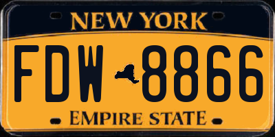 NY license plate FDW8866
