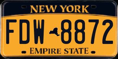 NY license plate FDW8872