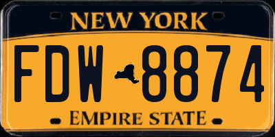 NY license plate FDW8874