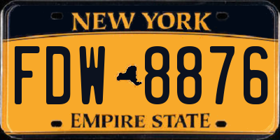 NY license plate FDW8876