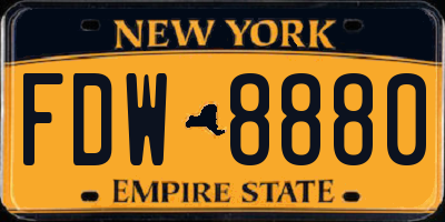 NY license plate FDW8880