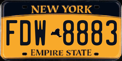 NY license plate FDW8883