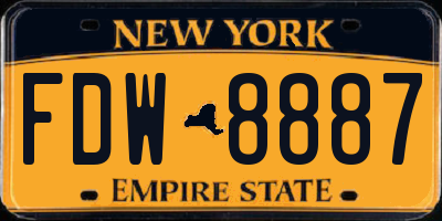 NY license plate FDW8887