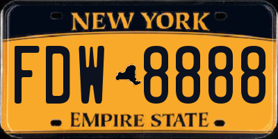 NY license plate FDW8888