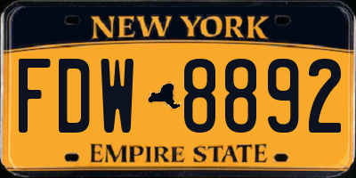 NY license plate FDW8892