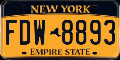 NY license plate FDW8893