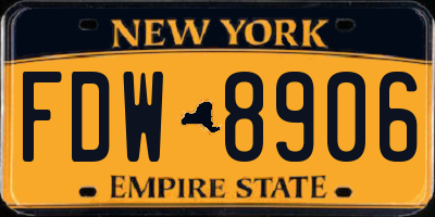 NY license plate FDW8906