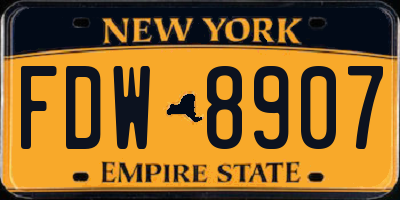 NY license plate FDW8907