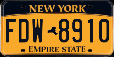 NY license plate FDW8910