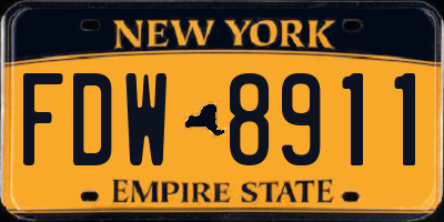 NY license plate FDW8911