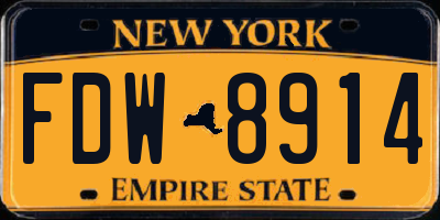 NY license plate FDW8914