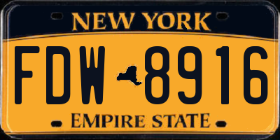 NY license plate FDW8916