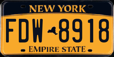NY license plate FDW8918