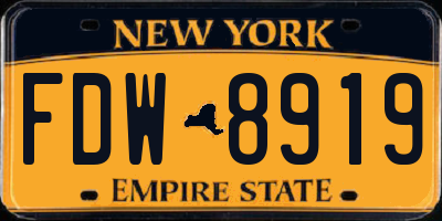 NY license plate FDW8919