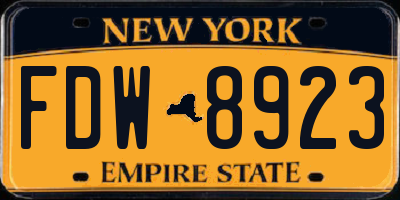 NY license plate FDW8923