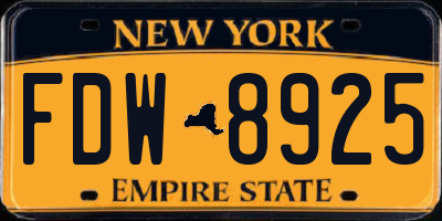 NY license plate FDW8925