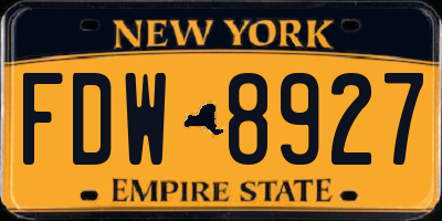NY license plate FDW8927